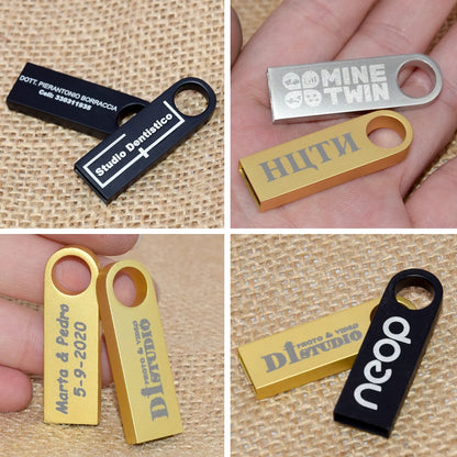 50PCS/lot Free Custom Logo Pendrive 16GB USB Creative Metal Key USB 2.0 Flash Drive Pendrive 4GB 8GB 32GB 64GB Memory Stick
