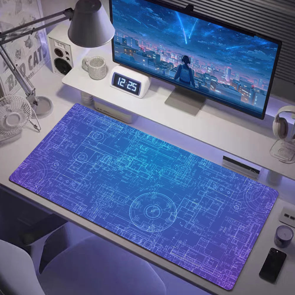 Mouse Pad Gaming Accessory Mechanical Drawings Home Large HD Mousepad XXL MousePads Natural Rubber Carpet Non-Slip Table Mat