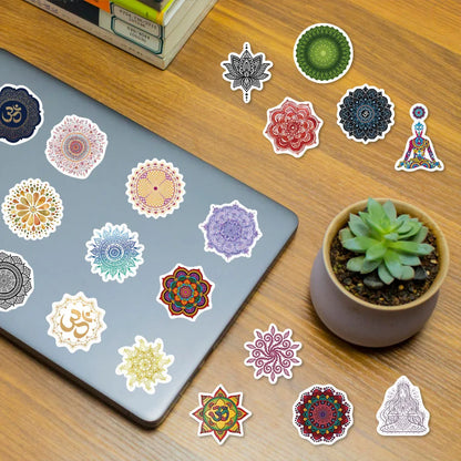 60pcs Mandala Flower Yoga Stickers Waterproof Decals for Yoga Mats & Water Bottles RecordingYourLife Store