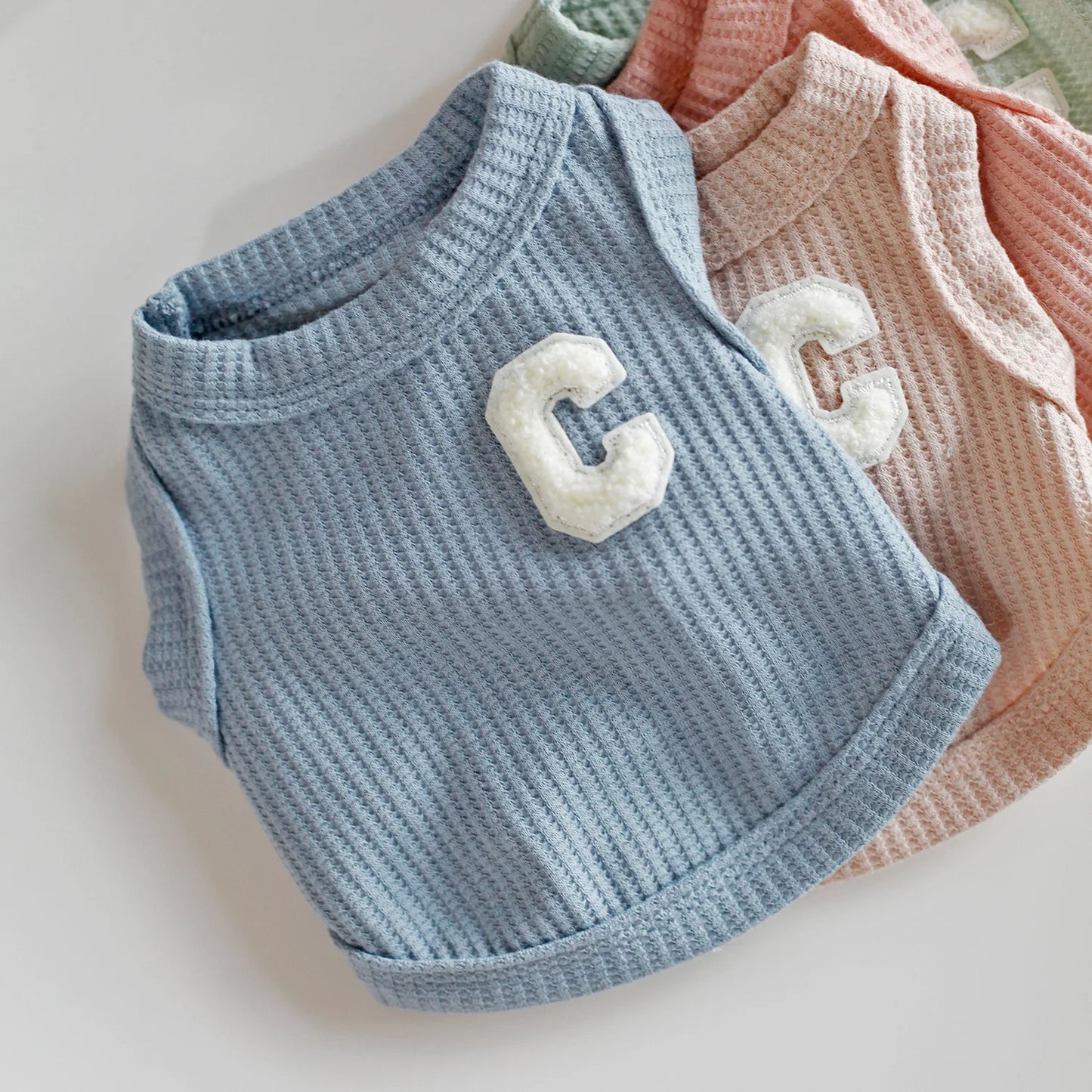 Summer Dog Clothes Waffle Short Vest Bichon Bear Teddy Schnauzer Pet Clothing