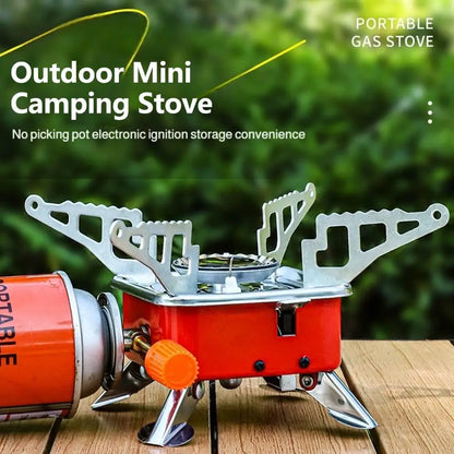 3500W Windproof Camping Gas Stove Foldable Portable Outdoor Burner with Piezo Ignition Lightweight Backpacking Stove for Hiking