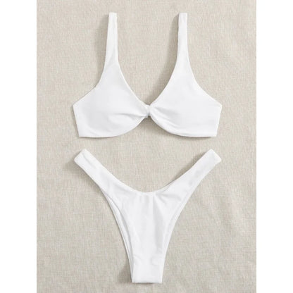 Simple Solid Bathing Suit Women Sexy Triangle Bandage Micro Bikini Swimsuit 2025 New Summer Beach Bathing Suit Two Piece Female