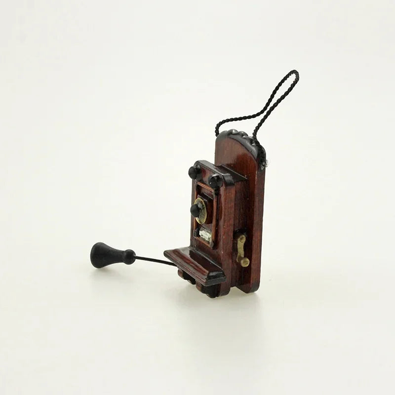 Vintage Style Dollhouse Furniture Accessories for Livingroom Bedroom Kitchen 1:12 Miniature Antique Wall Mount Phone