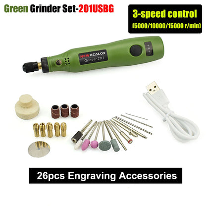 Toolour Cordless Rotary Tool Kit 26 Accessories 3-Speed Adjust Power Rotary Tools 5V 2A Electric Carving Pen for DIY Projects