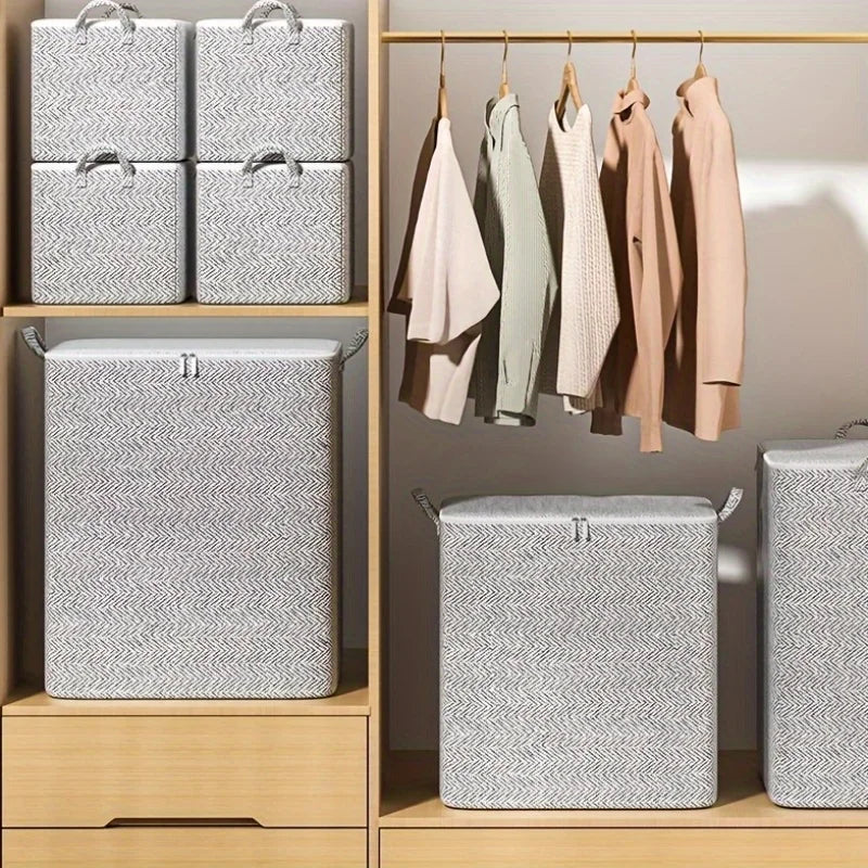 Foldable Storage Boxes 5pcs with Lids,Fabric Closet Organizer&Under Bed Bin,Home Rectangle Organizer Storage Boxes Organizadores