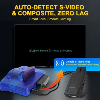 SZ Gaming Accessories for Game Console Auto Identifying S-Video AV Portable