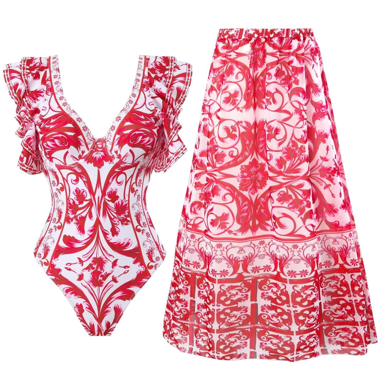 2023 New Arrival Push Up Women Bikini Set Floral Printed Ruffle Bikinis Strappy Bandage Swimwear Brazilian Biquini Bathing Suit