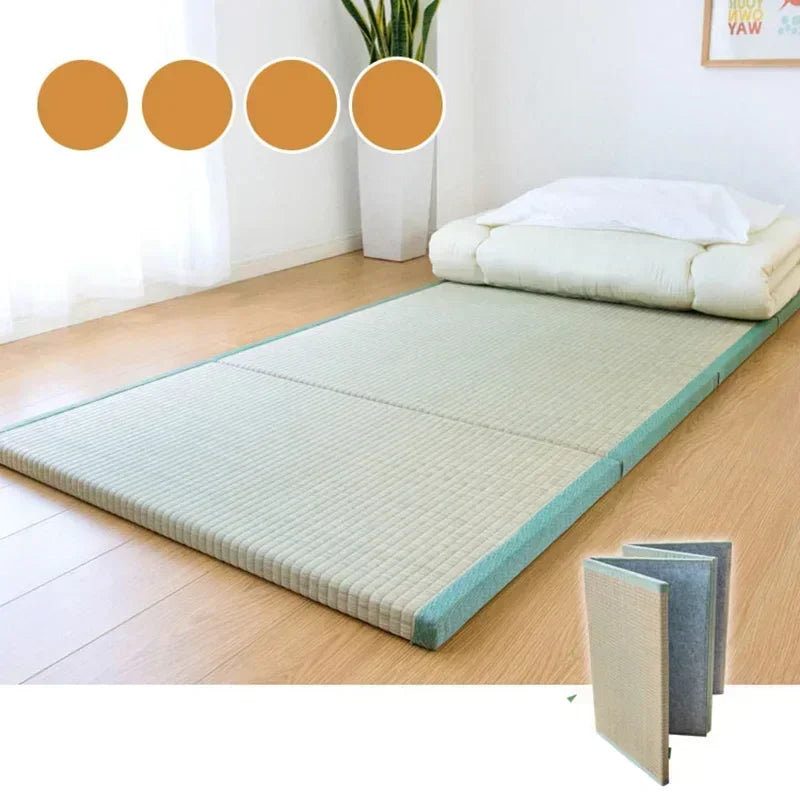 Japanese Tatami Mattress Folding Rectangle Straw Mat for Yoga And Sleeping Portable 3cm Thick Comfortable Sleeping Mat
