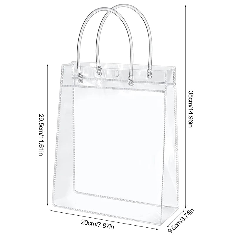 10/20Pcs Transparent Gift Bag with Handle Wedding Birthday Party Candy Gift Packaging Reusable Tote Bag Christmas Baby Shower