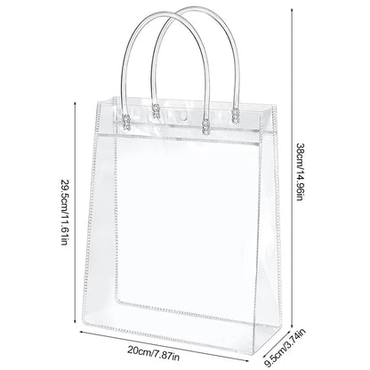 10/20Pcs Transparent Gift Bag with Handle Wedding Birthday Party Candy Gift Packaging Reusable Tote Bag Christmas Baby Shower