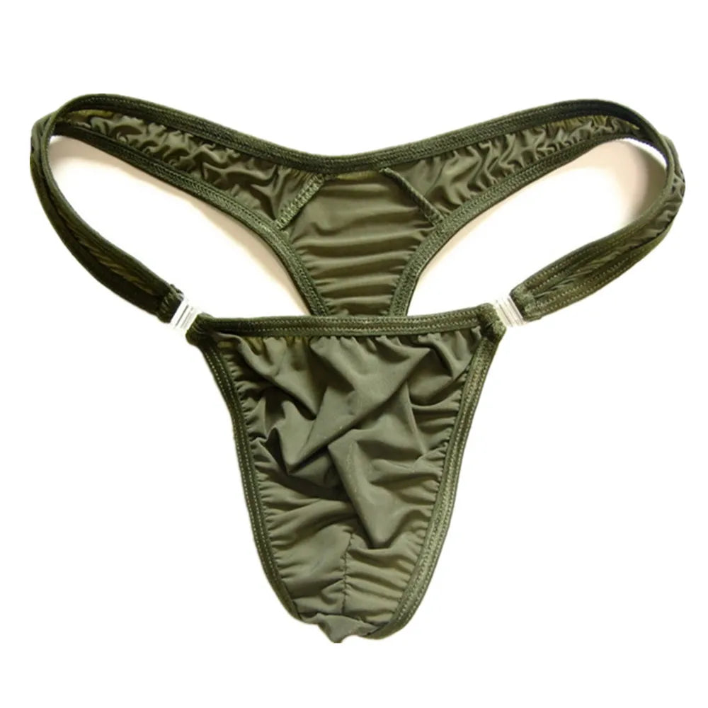 5Pcs/Set Men Sexy G-string Transparent Buckle Low Waist Thong Nylon High Quality Underwear U Pouch Cozy Underpants Fast Shipping