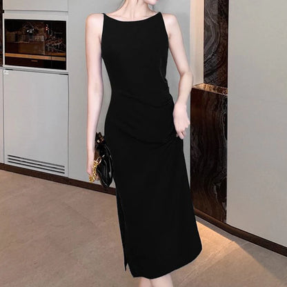 New Summer Women Sexy Skinny One Shoulder Dress Lady Solid Color Wrap Hip Skirts Female Korean Concise Party Slim Fit Long Dress