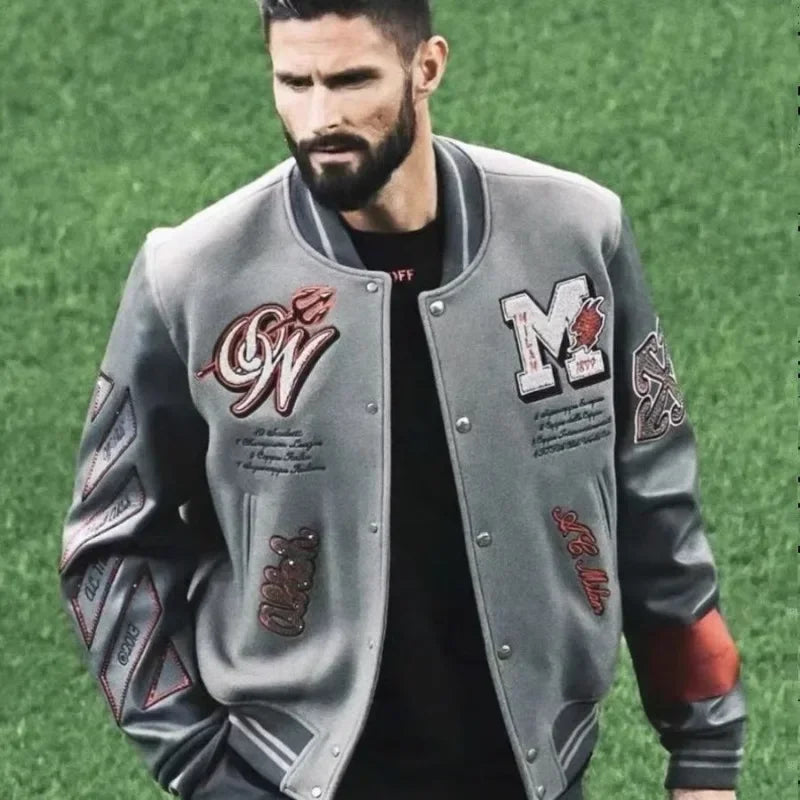 Bright Brick Craft Embroidered Jacket Women Mens Bomber Coats Thick Cotton Bomber Jacket American Veste Baseball Homme Jackets