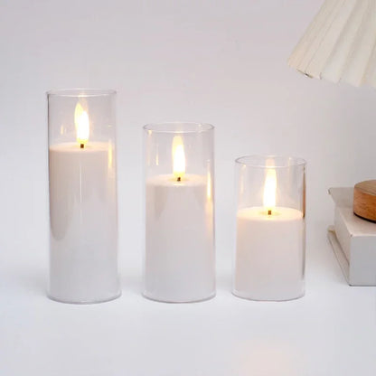 Led Electronic Candles Light Flameless Remote Timer Flickering Lamp Clear Acrylic Glass Battery Powered Wedding Party Christmas