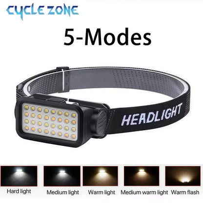 Rechargeable Headlamp with 32 LED 5 Modes Adjustable Headlight Portable for Outdoor Adventures at Night Fishing Walking Hiking