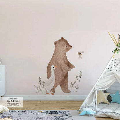 Cartoon Bear Deer Rabbit Bird Bee Plant Wall Sticker Art Decal Room Bedroom Living Room Door Office Corridor Interior Home Decor