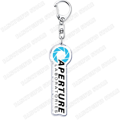 Popular Video Game Keychains for Accessories Bag Glados Aperture Laboratories Science Keyrings Jewelry Gamer Fans Gaming Gifts