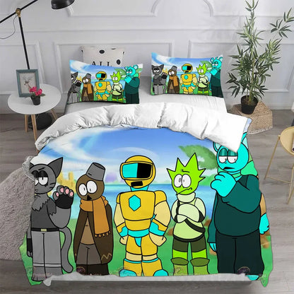Sprunki Bedding Sets Bed Cover Comforter Duvet Cover Pillow Case 2-3 Pieces Sets Kids Adult Bedroom Decoration