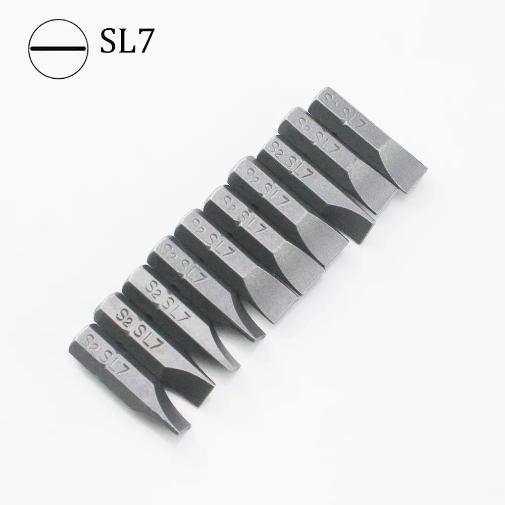 10Pcs 1/4" 25mm Slotted SL2.5-SL7 Screwdriver Bit Set Repair Tools Screwdrivers Kit Hex Shank Drill Bit For Power Household Tool