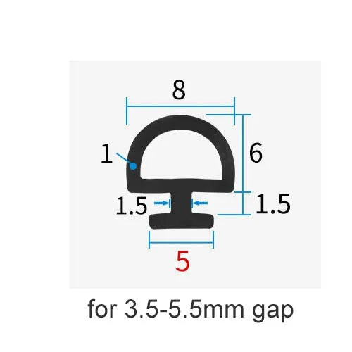 5/10M Bottom Width 5/6/7mm EPDM Sealing Strips Bridge Aluminum Door/Window Sealed Plastic E nergy S aving  And Doors