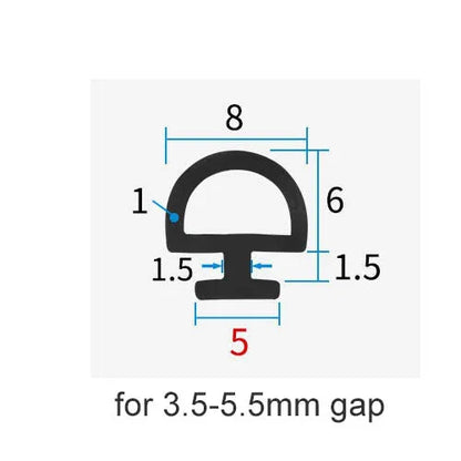 5/10M Bottom Width 5/6/7mm EPDM Sealing Strips Bridge Aluminum Door/Window Sealed Plastic E nergy S aving  And Doors
