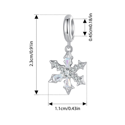 WOSTU 925 Sterling Silver Snowflake Charm Winter Snow Beads Purity Original Fit for Women Girls Necklace DIY Fine Jewelry Gift