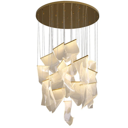 Light Guide LED Modern Chandelier Living Room Decor Lighting Duplex Rotating Stairs Pendant Lamp Dining Room Hanging Lights