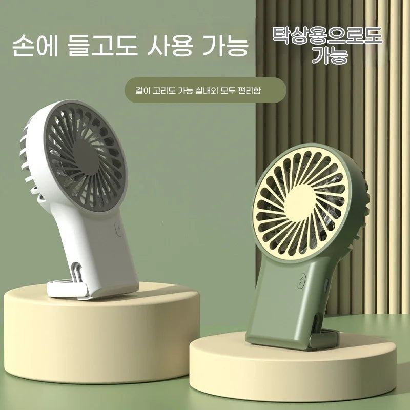 Portable Mini Foldable Fan USB Rechargeable Silent with Carabiner Handheld Pocket Fan for Home Office Travel Outdoor