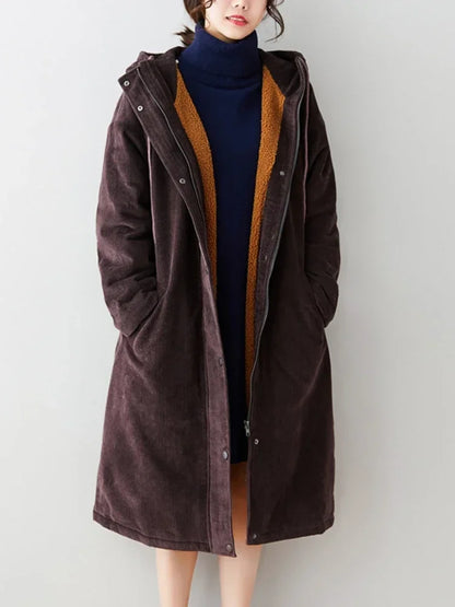 Women Clothes Trench Coat Corduroy for Women Jacket Outerwear French Style Turn Down Collar Trench Coat Solid Korean Version