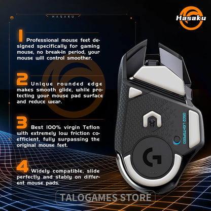2Sets HASAKU Rounded Curved Edges Gaming Mouse Feet Skates for Logitech G502 Wireless Gaming Mouse Feet Pad Replacement