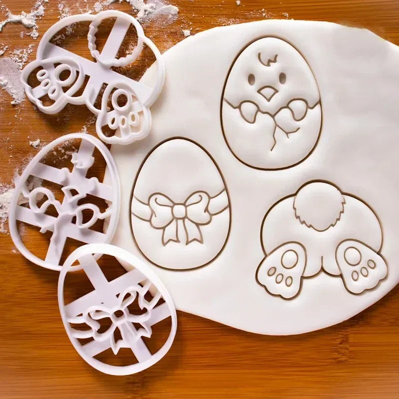 Easter Cookie Cutters Cute Yoga Rabbit Egg Plastic Cookie Embossed Molds DIY Baking Cakes Decorations Tools Kitchen Accessories