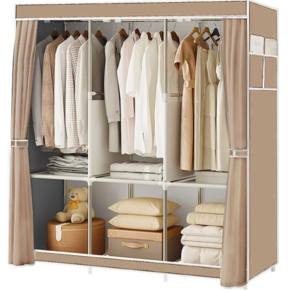 Closet Wardrobe Portable Organizer Storage Rack Clothes Shoe Clothing Shelf Dustproof Non-woven Fabric Quick and Easy to Assembl