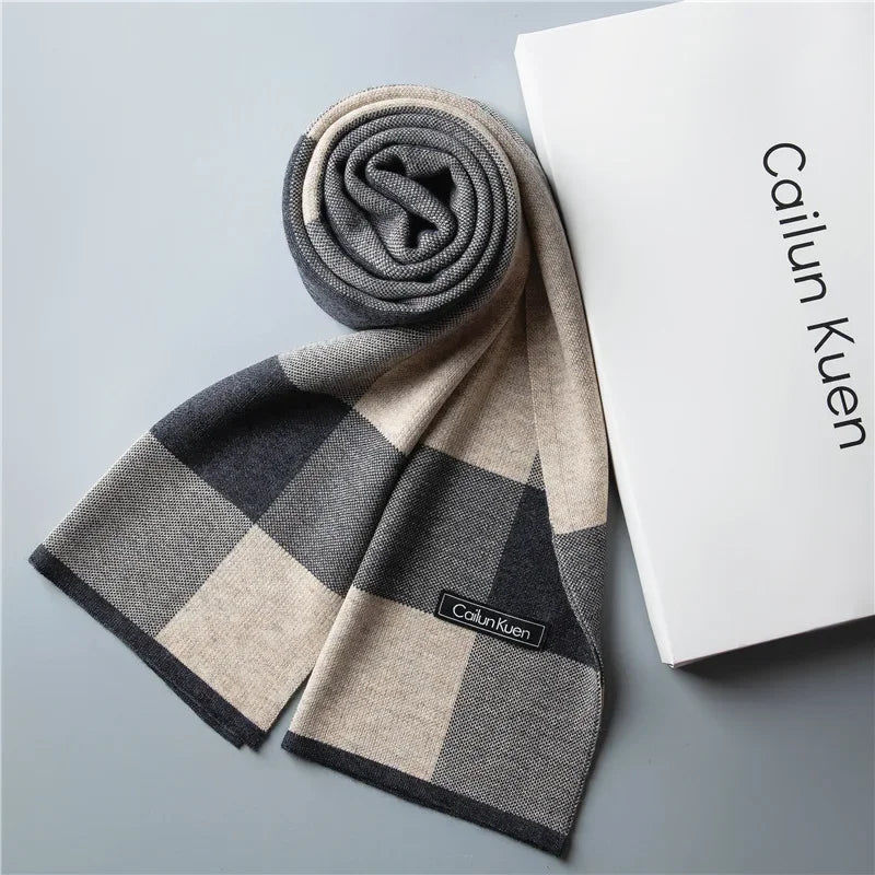 High Quality Wool Men Scarf Autumn Winter Classic Business Thermal Muffler Male Soft Korean Version Long Thick Warm Shawl No Box