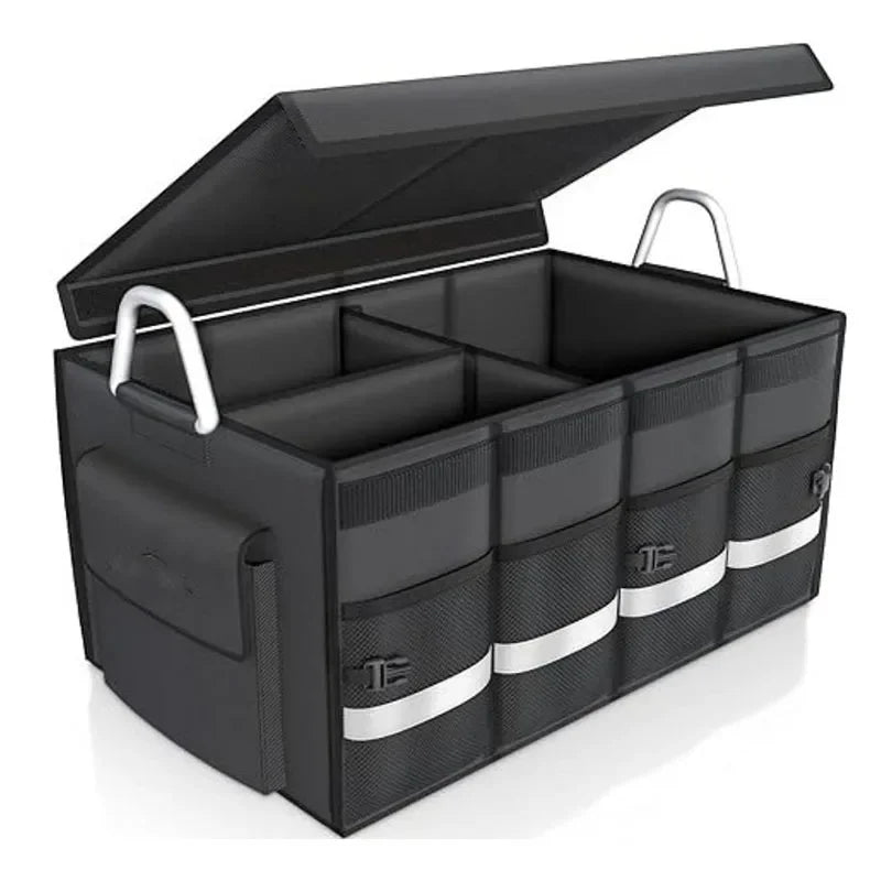 Car Trunk Organizer with Lid, Collapsible Car Trunk Storage Organizer, Car Organizer and Storage for SUV, Truck, Sedan