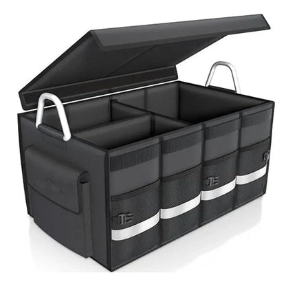 Car Trunk Organizer with Lid, Collapsible Car Trunk Storage Organizer, Car Organizer and Storage for SUV, Truck, Sedan
