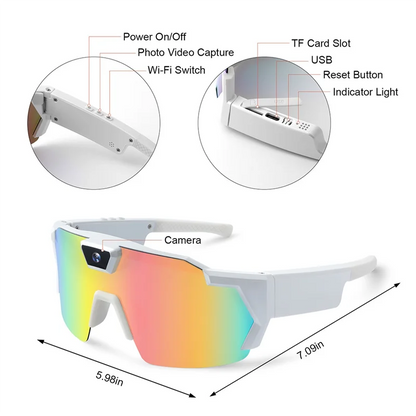 ABHT-HD Video Recording Sunglasses Smart Action Camera Glasses Bicycle Outdoor Driver Recorder Walk Cam
