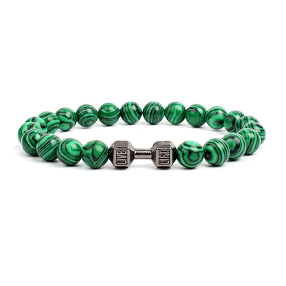 Dumbbells For Men Beads Bracelet Natural Black Volcanic Lava Stone Energy Barbell Fashion Bracelets Bangles Handmade Jewelry