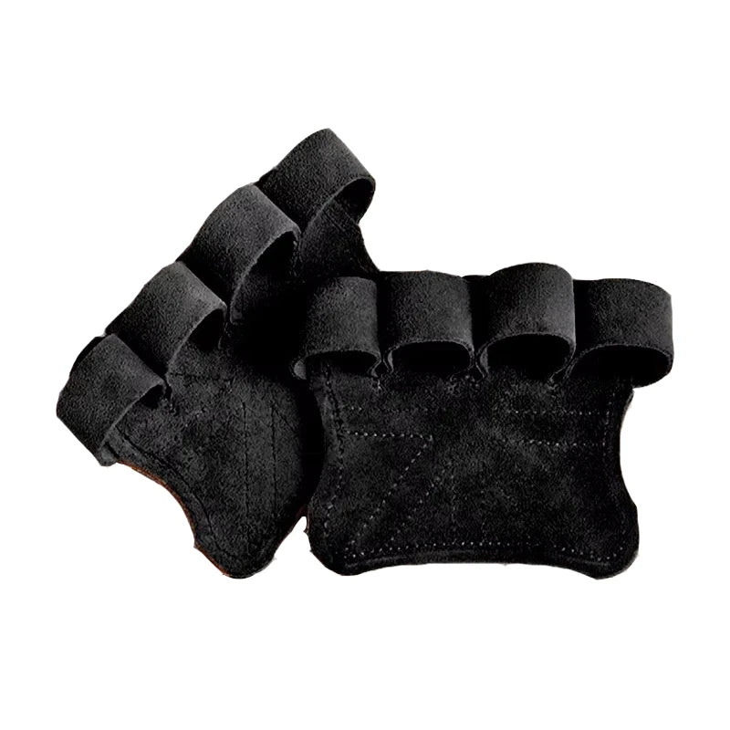 1 Pair Cowhide Bodybuilding Gym Gloves Four-finger Palm Protection Anti-slip Wear-resistant Fitness Sports Training Palm Guard