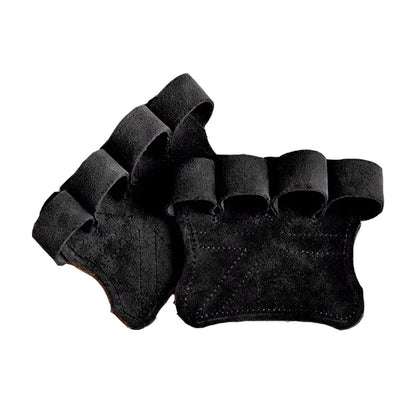 1 Pair Cowhide Bodybuilding Gym Gloves Four-finger Palm Protection Anti-slip Wear-resistant Fitness Sports Training Palm Guard