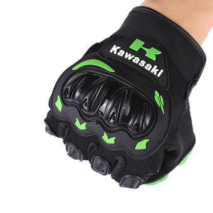 Kawasaki Gloves All Finger Bicycle Breathable Gloves Motorcycle Collision Avoidance Rider Gloves Outdoor Sports Gloves