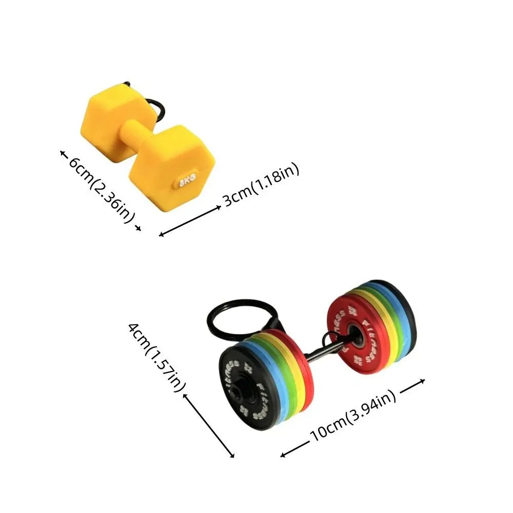 Novelty PVC Mini Barbell Keychain Barbell Sheet Detachable Dumbbell Keychain Fitness Equipment Accessories Bag Pendant Girl