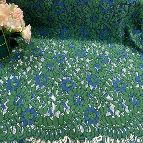 Lace Fabric By 1.5 Meters for Dresses Clothes Sewing White Blue Hollowed-out Plain Cloth Heavy Press Yarn Three-dimensional Mesh