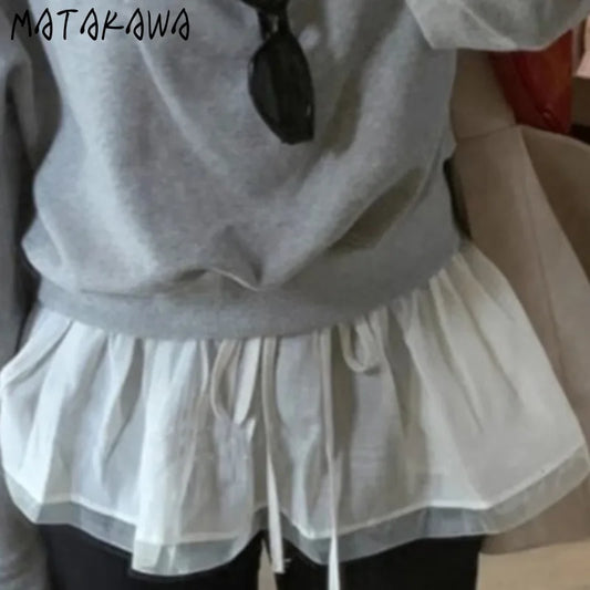 Matakawa Y2k Sweet Mini Skirts All Seasons Korean Fashion Lace Up A-line Faldas Mujer Solid High Waist Basics Sexy Women Skirt