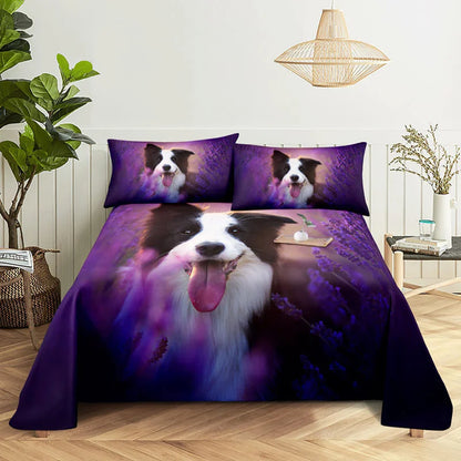 Purple Bedding Set Bed Sheet Linens Pillow Case Queen King Size Lanvender Butteryfly for Bedroom Soft Twin Full Single Double