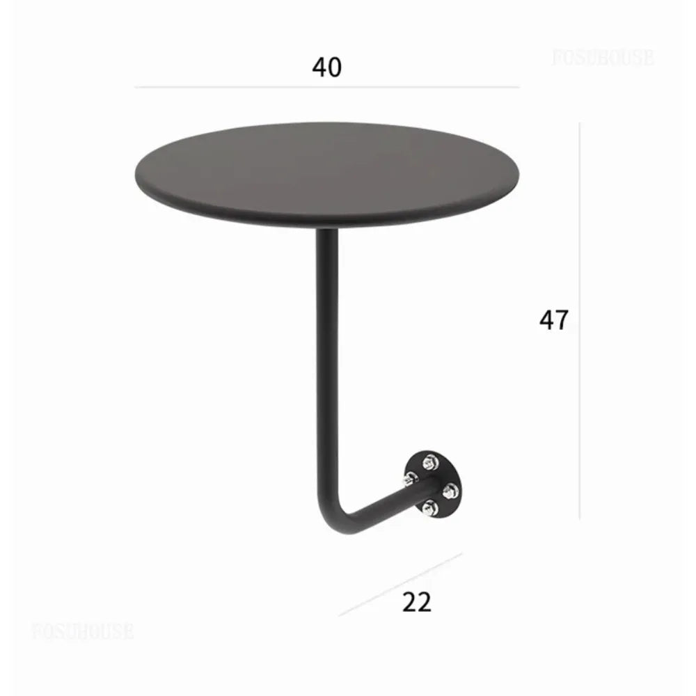 Wall Mounted Coffee Table, Round Floating Side Table, Metal Space Saving End Table for Living Room Bedroom Balcony Cafe