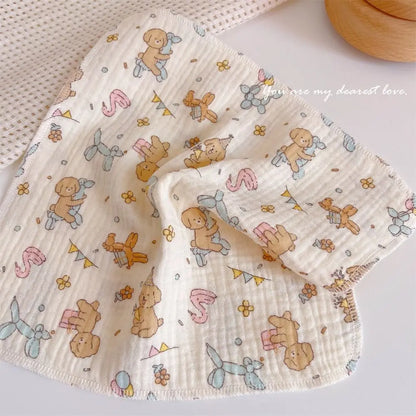 Cotton Baby Face Towel Square Infant Bib Soft Saliva Towel Floral Print Feeding Burp Cloths Children's Absorbent Handkerchief