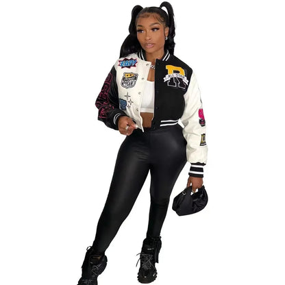 WB9121 Women's Screw Thread Ballpark Jacket Crew Neck Regular Fit Spring Autumn New Style Clothing From China Mainland