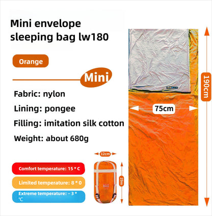Mini Adult Sleeping Bag Travel Mountaineering Outdoor Camping Down Cotton Dirty Sleeping Bag Machine Washable Splicing