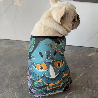 Creative Pet Tattoo Clothes Suitable For Fadou, Bago, Corgi, Bulldog Spring T-shirts, Interesting Social Dog Pet Clothes S-XXL