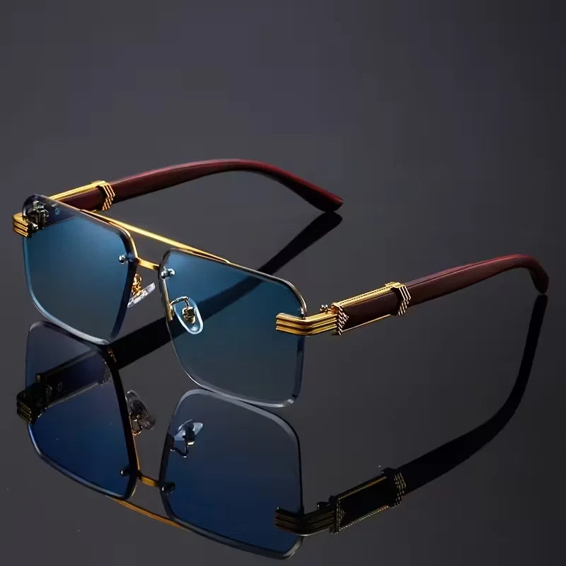 A Pair of Textured Double-Bridge Trendy Fashion Sunglasses, Suitable for Streetwear, Parties, Music Festivals, Gifting and Vacat